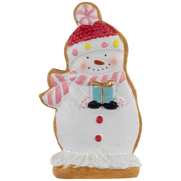 Gingerbread Snowman with Present Christmas Figurine