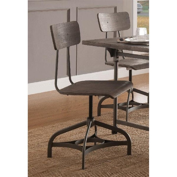 2 Pcs Side Chair with Swivel for Kitchen and Dining Gray Oak and Sandy