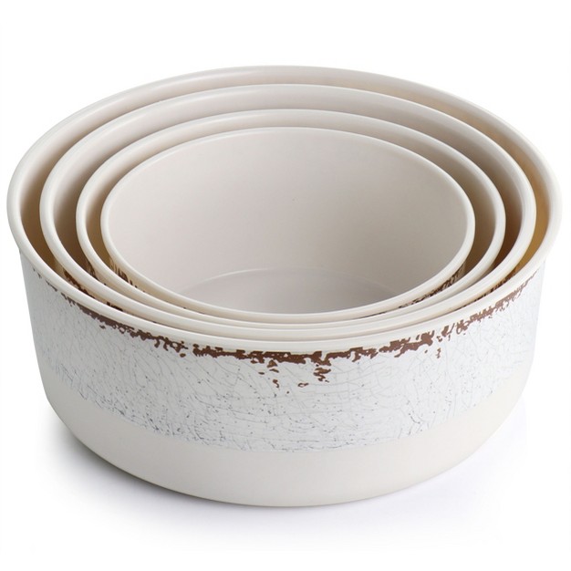 Gibson Laurie Gates California Designs Mauna 8 Piece Melamine Nesting Storage Bowl Set In Cracked White