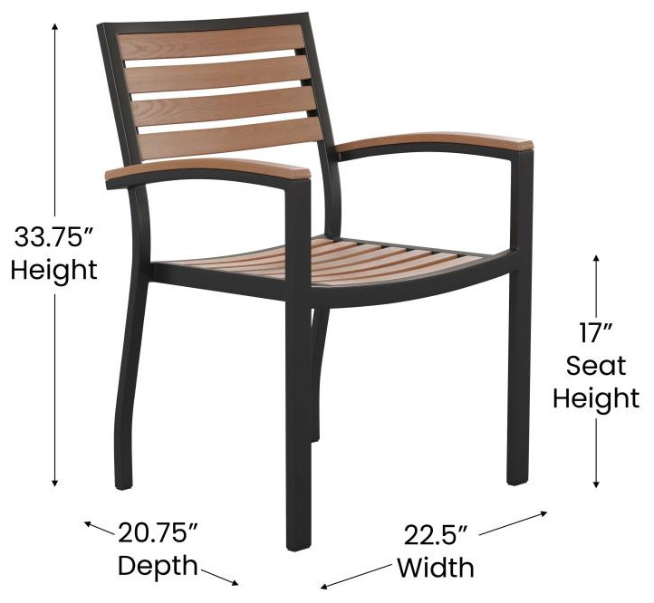 Lark 7 Pc Patio Table Set 4 Stackable Chairs 35 quotSquare Table  ampUmbrella w/Base   Transitional   Outdoor Dining Sets   by Pot Racks Plus  Houzz