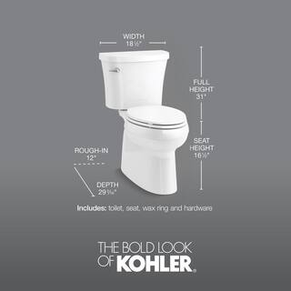 KOHLER Gleam 2-Piece Chair Height 1.28 GPF Single Flush Elongated Skirted Toilet in White Seat Included (6-Pack) K-31674-6-0