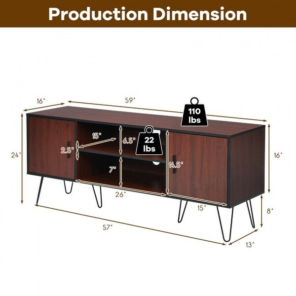 59 Inches Retro Wooden TV Stand for TVs up to 65 Inches - 59