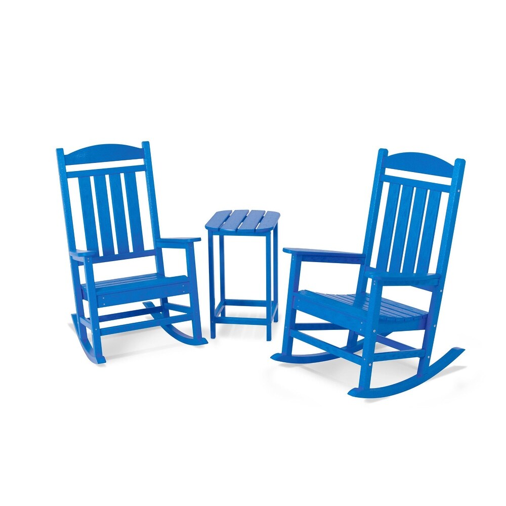 POLYWOOD Presidential 3 piece Outdoor Rocking Chair Set with Table