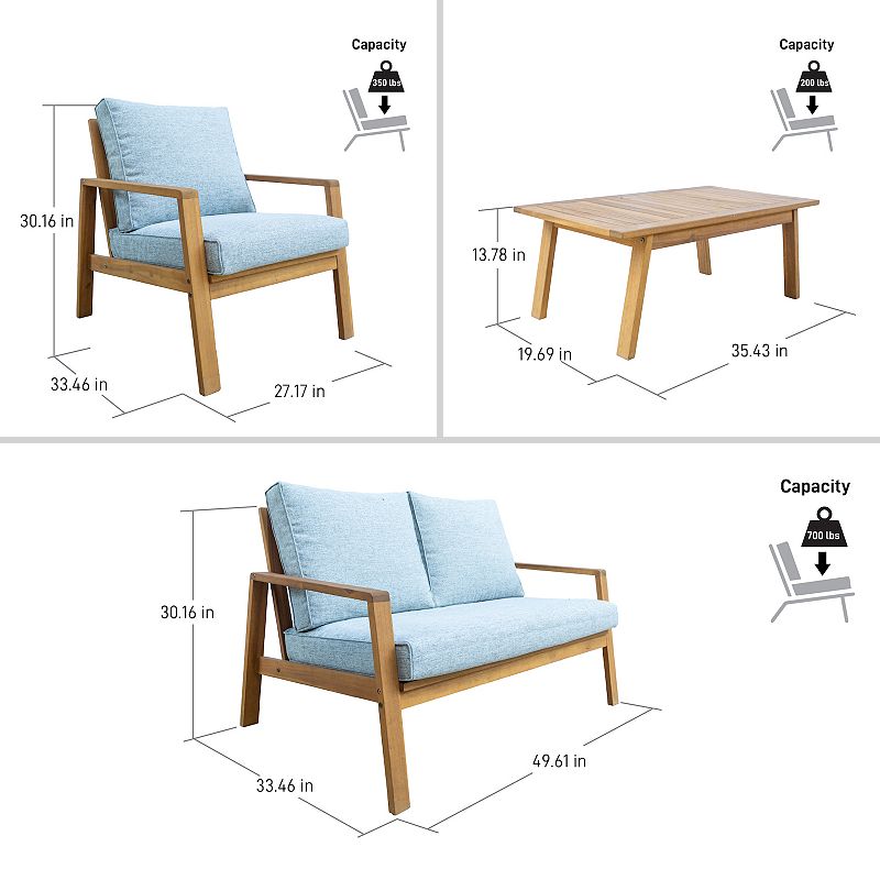 Dukap Saman Patio Loveseat， Chair and Coffee Table 4-piece Set