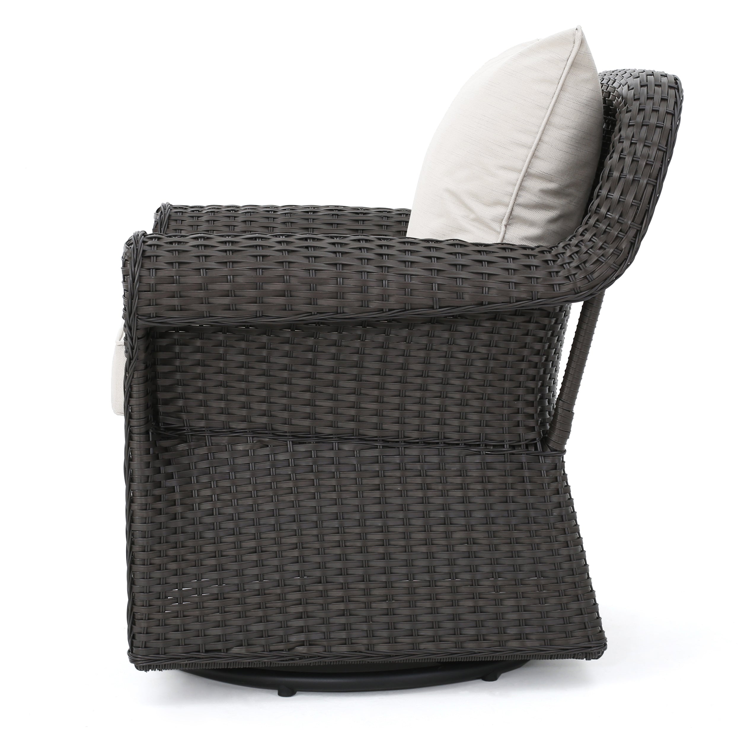 Admiral Outdoor Wicker Swivel Rocking Chair with Cushions, Set of 2, Beige