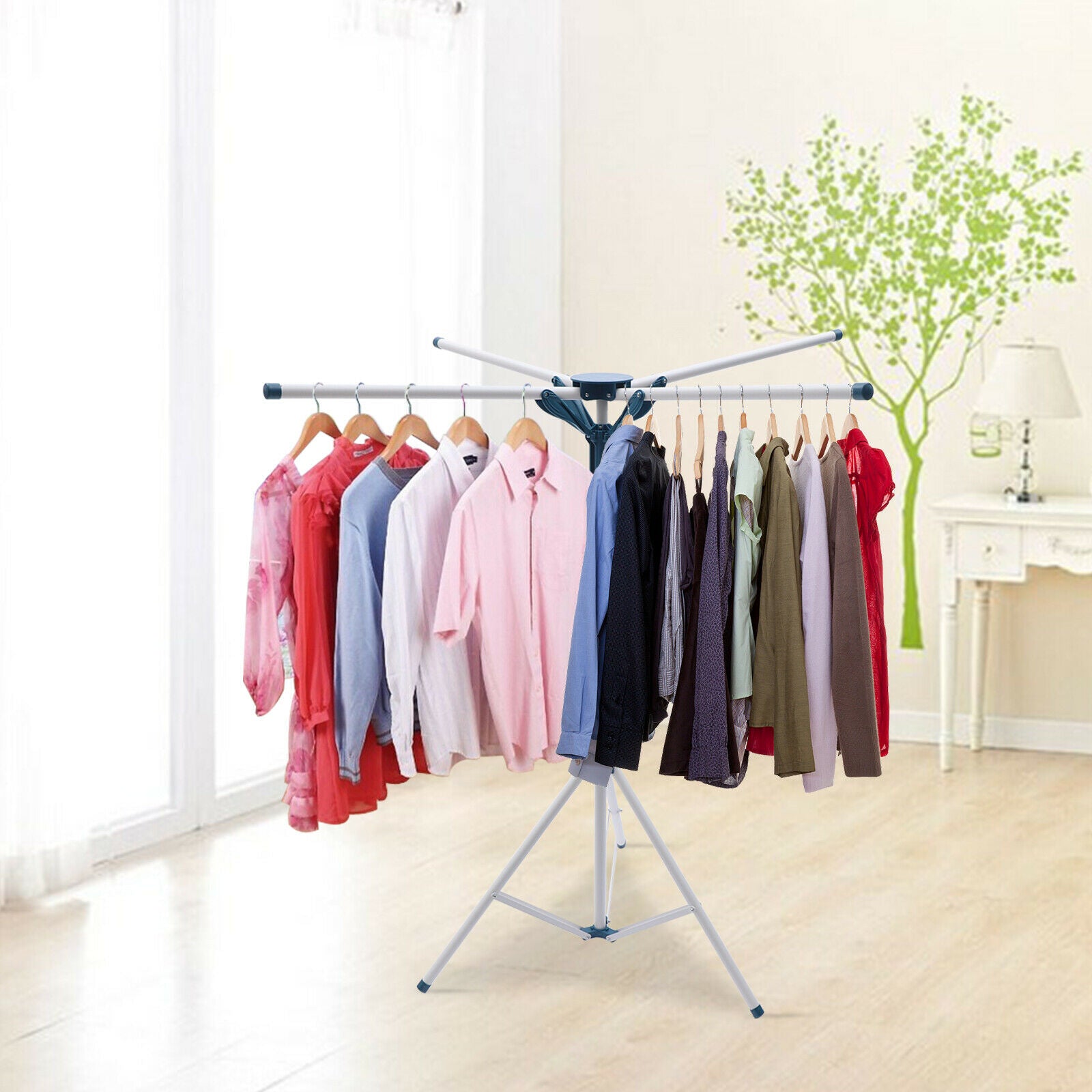 Foldable Laundry Drying Rack Portable Clothes Drying Shelf Adjustable Height Laundry Room Bedroom Foldable Metal Drying Rack Indoor Home Portable Free Standing Foldable Drying Rack