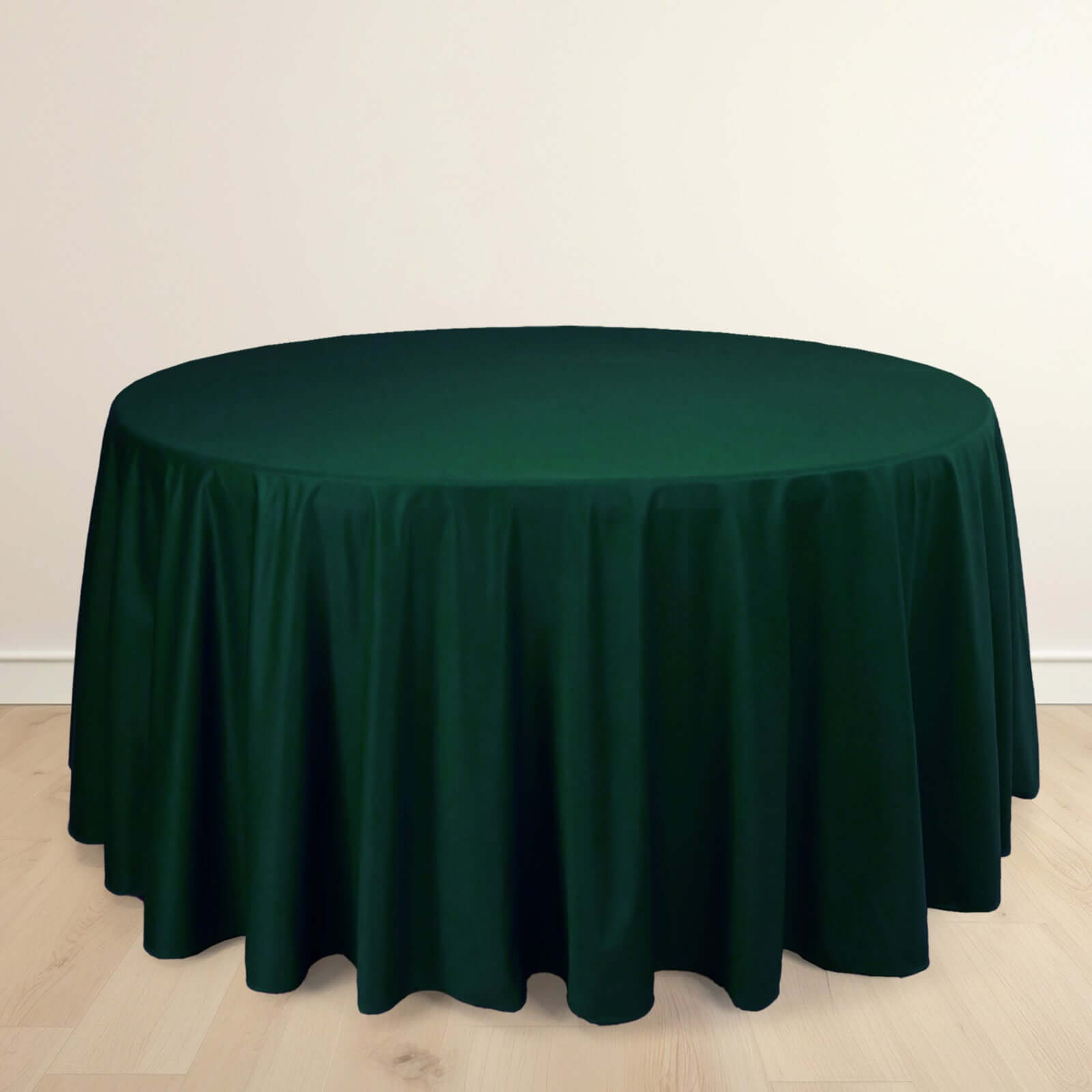 Hunter Emerald Green Premium Scuba Round Tablecloth, Wrinkle Free Polyester Seamless Tablecloth 120