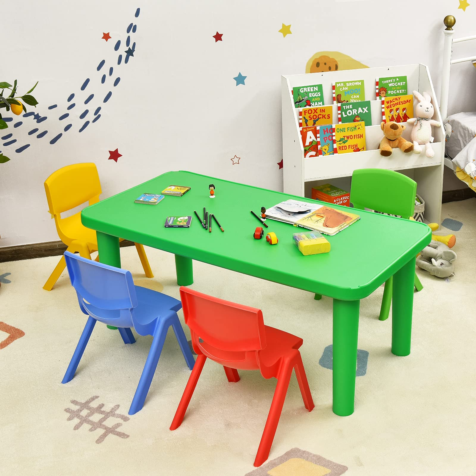 Costzon Kids Table and Chair Set, Plastic Learn and Play Activity Set