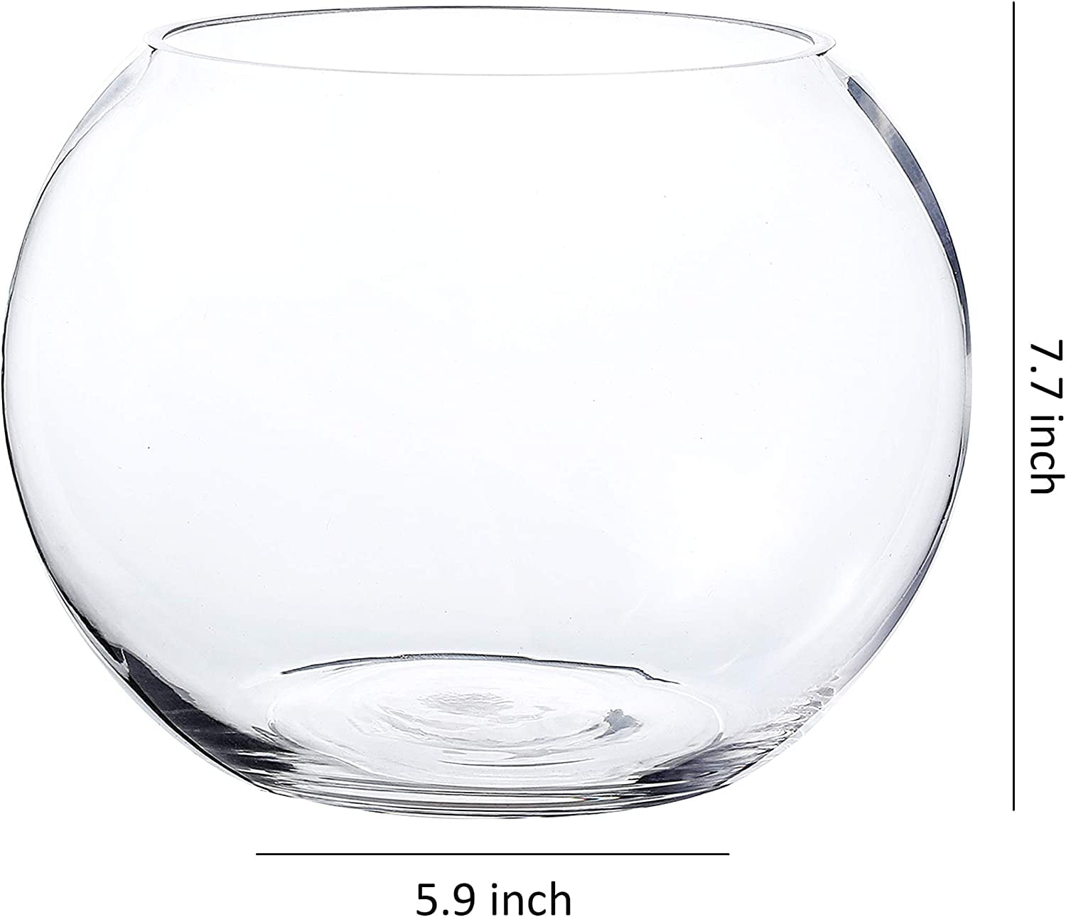 Glass Bubble Bowl， Fish Bowl， Globe Vase Center Piece， Round Flower Vase (8X5.65 Inch 1pc)