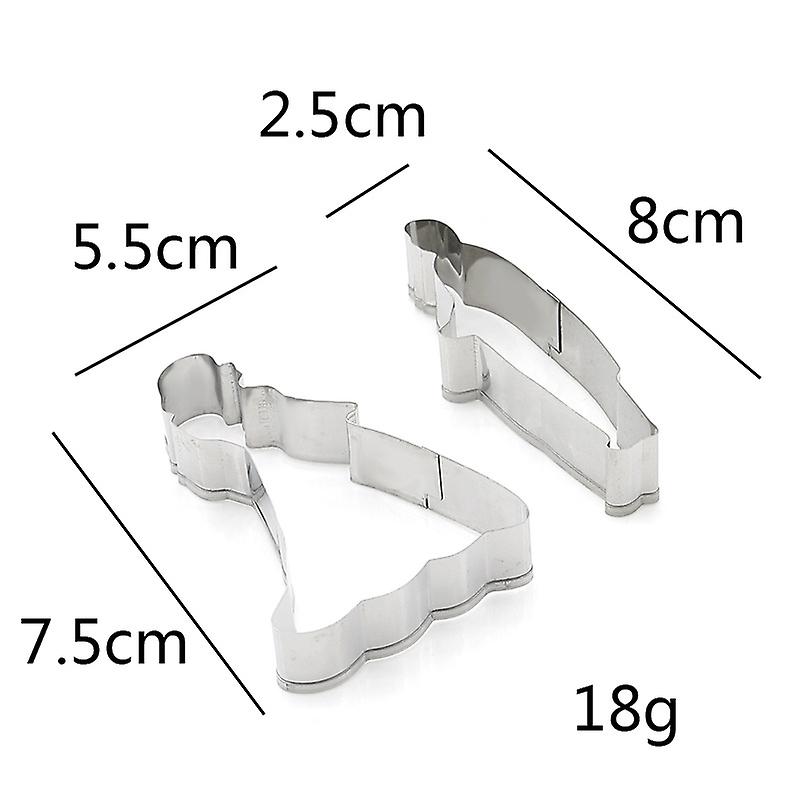 Stainless Steel Bride And Groom Shape Cut Mold - 2pcs/set