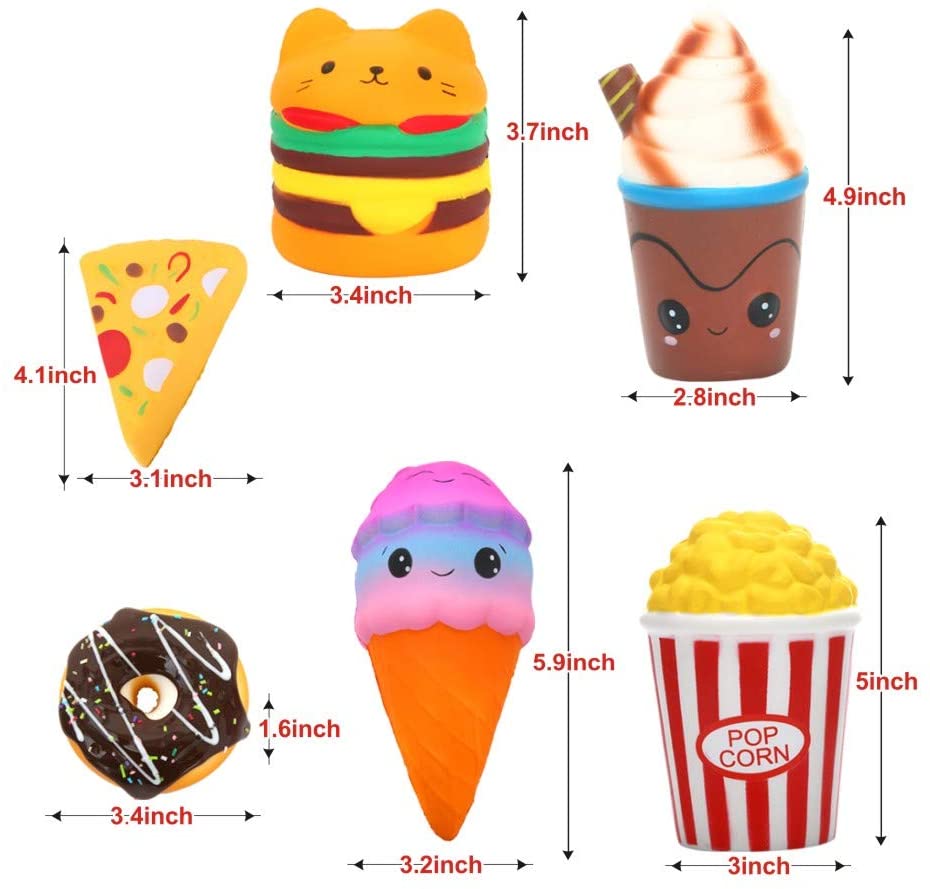 Squishy Toys Jumbo squishies， Hamburger Popcorn Cake Ice