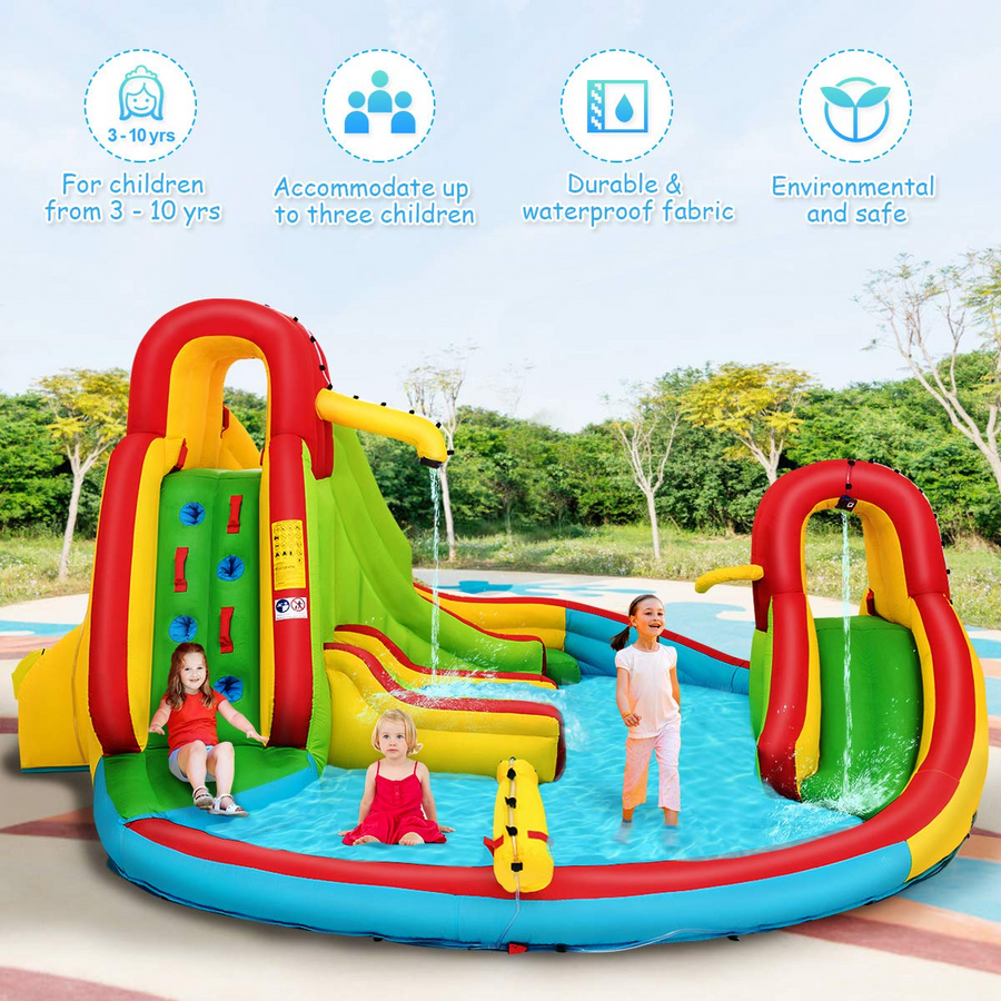 Lakecy Multiple Play Areas 7 in 1 Backyard Giant Inflatable Water Slide for Kids and Adults