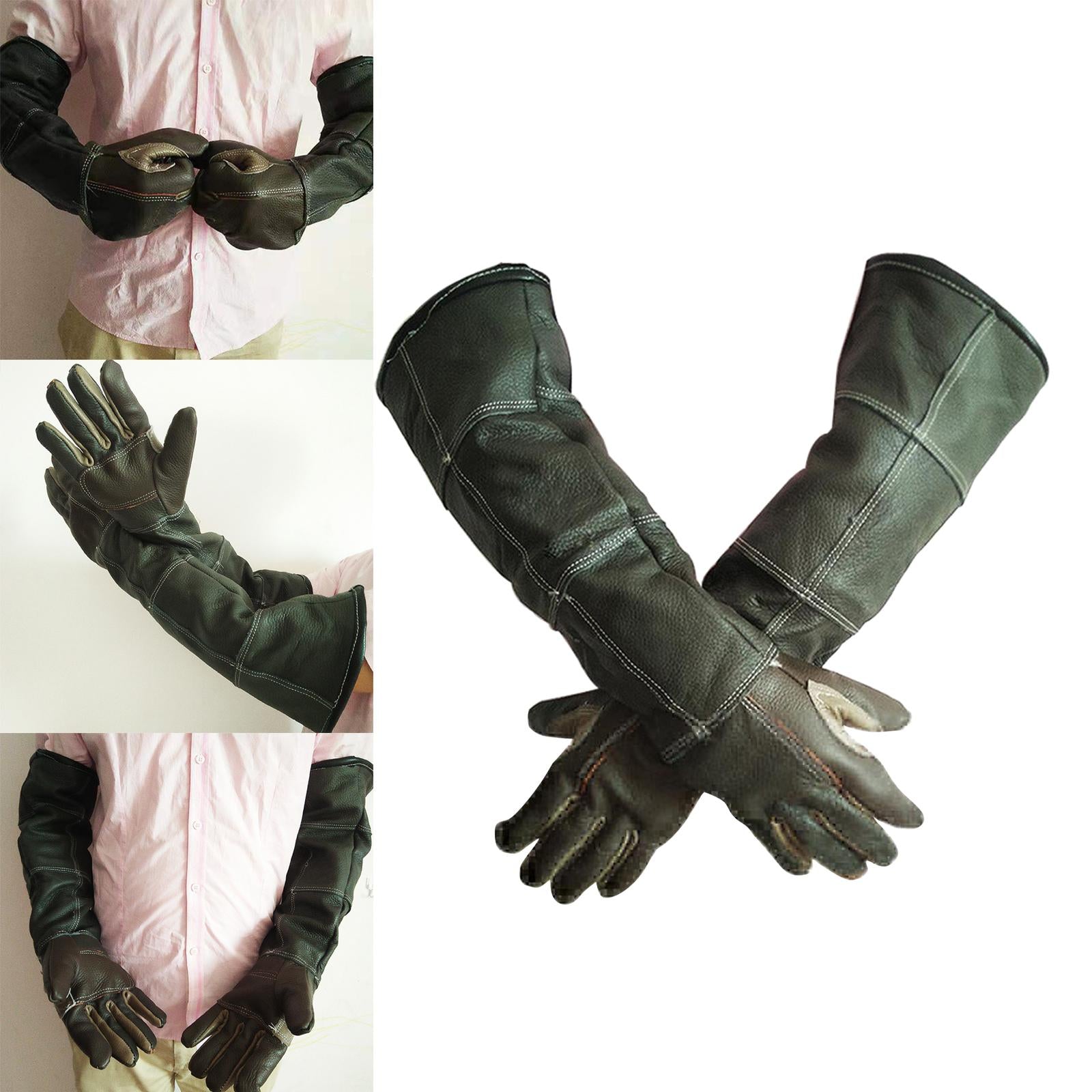 Long Leather Animal Handling Gloves Protect Scratch