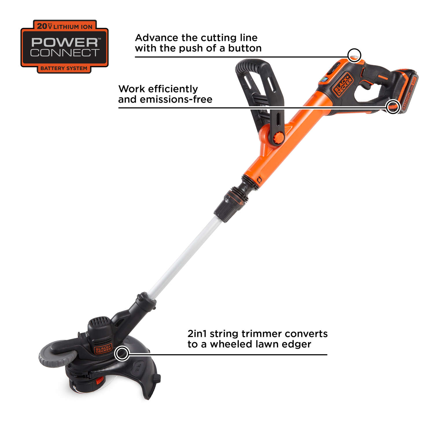 Black+Decker LST522 12 in. 20 V Electric Edger/Trimmer Kit (Battery and Charger)