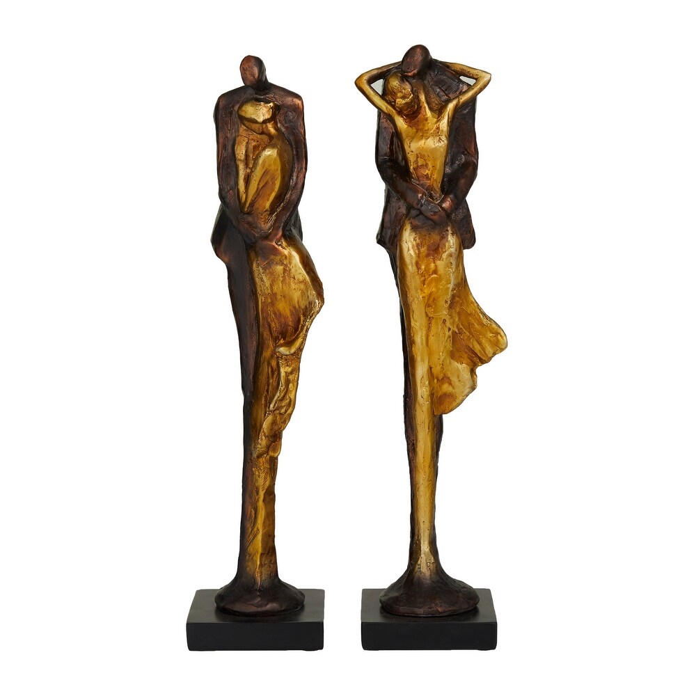 Bronze Polystone Modern People Sculpture (Set of 2)   4 x 4 x 17