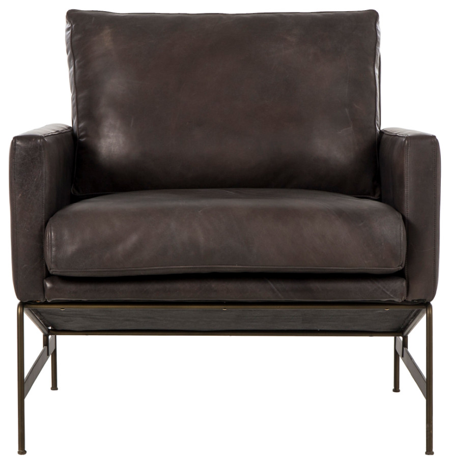 Destroyed Black Leather Upholstery Chair  Andrew Martin Vanessa   Industrial   Armchairs And Accent Chairs   by Oroa   Distinctive Furniture  Houzz