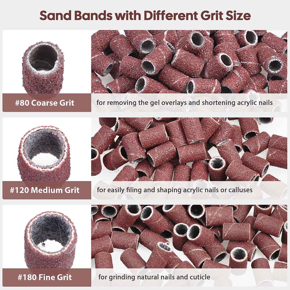 Yescom Manicure Pedicure Nail File Drill Bits Sanding Bands