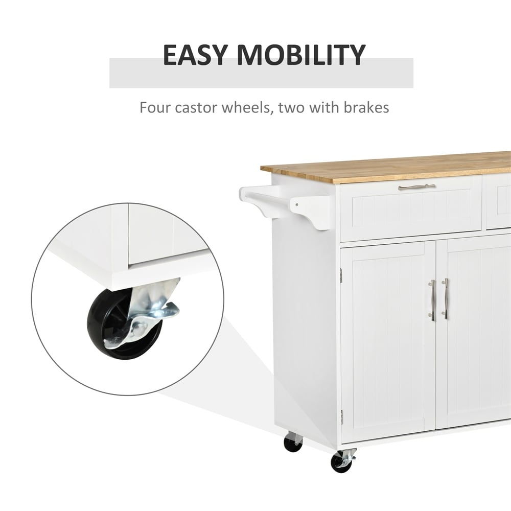 Mobile Kitchen Island  Kitchen Cart w/ Wood Top  Drawers   Towel Rack