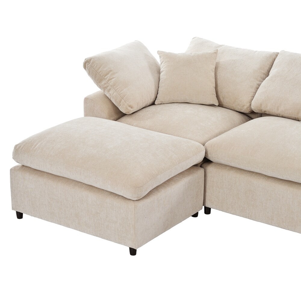 Oversized Modular Corner Sofa L Shaped Sectional Sofa w/Ottoman 7 Seat Sectional Sofa w/Removable Cushions for Livingroom