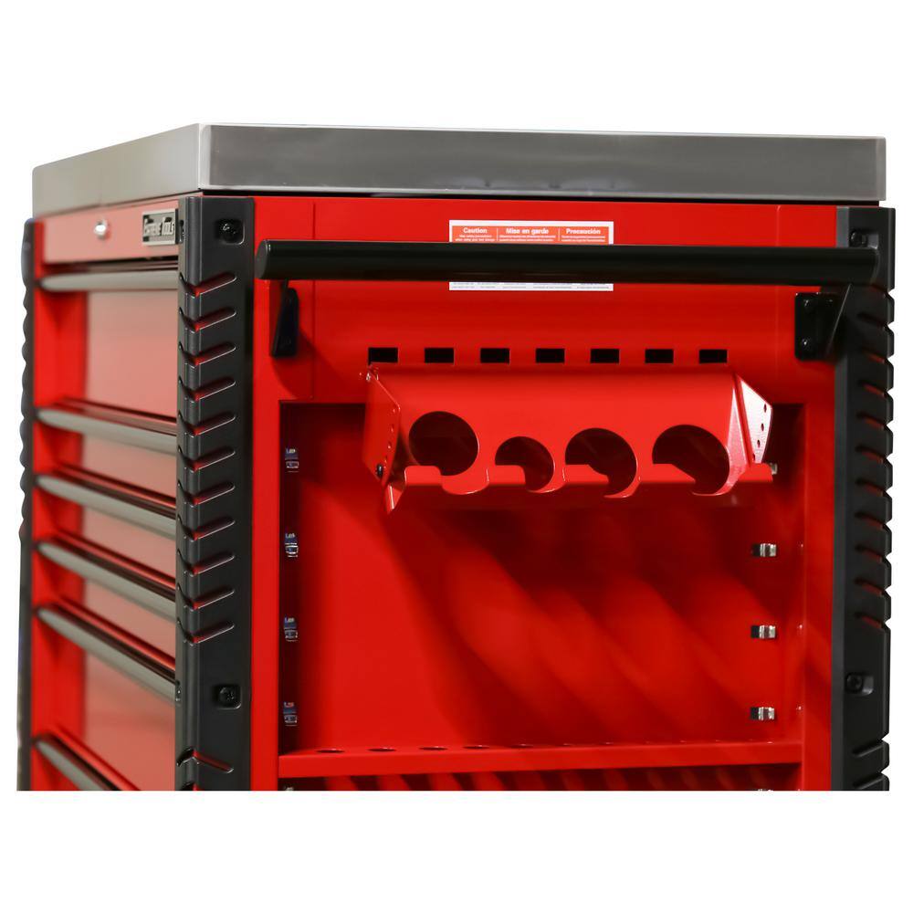 Extreme Tools EX Professional 41 in. 6-Drawer Tool Utility Cart with Stainless Steel Slider Top and Bumpers in Red EX4106TCSRDBK