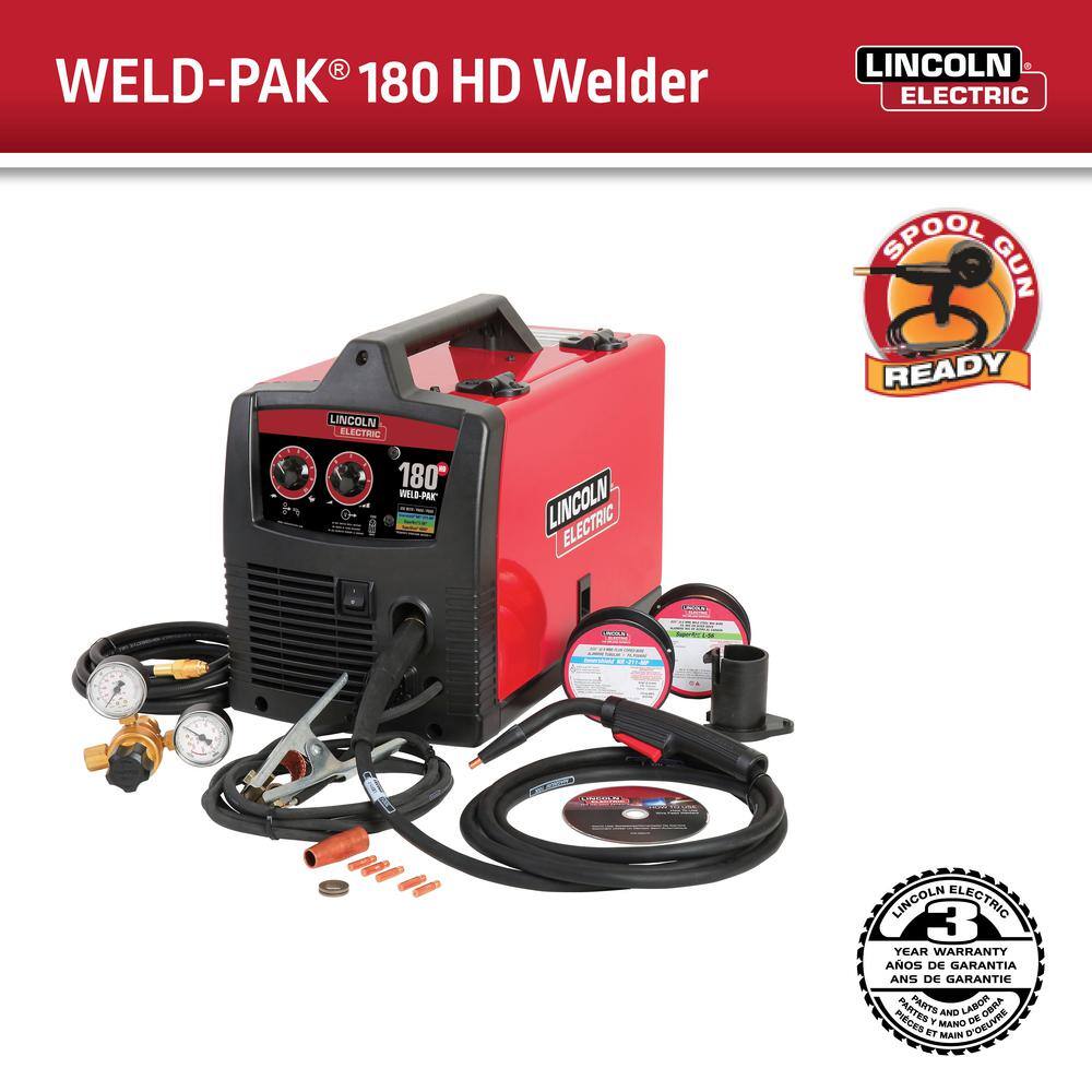 Lincoln Electric Weld-Pak 180 Amp MIG Flux-Core Wire Feed Welder 230V Aluminum Welder with Spool Gun sold separately K2515-1