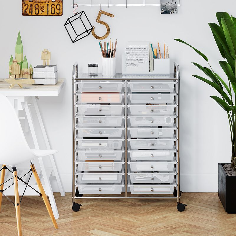 20 Drawers Storage Rolling Cart Studio Organizer