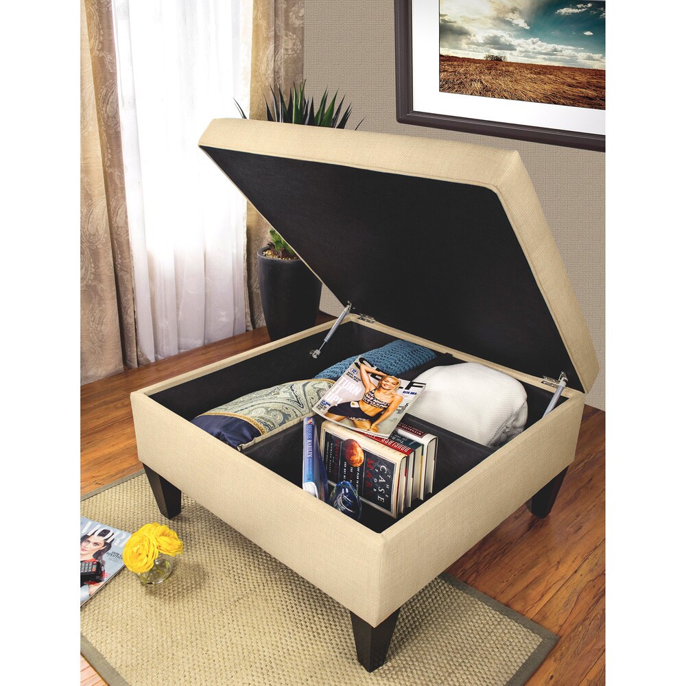 MJL Furniture Manhattan Espresso Upholstered Organizational Cocktail Ottoman Table