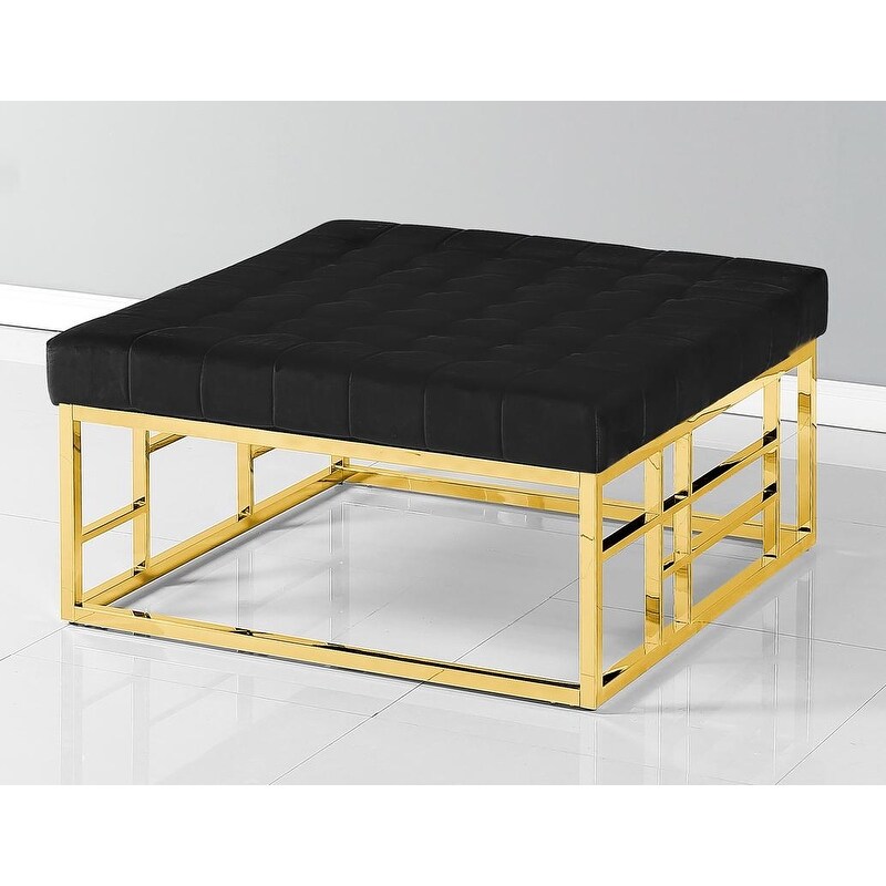 Best Master Furniture Gold Square Base Ottoman Coffee Table