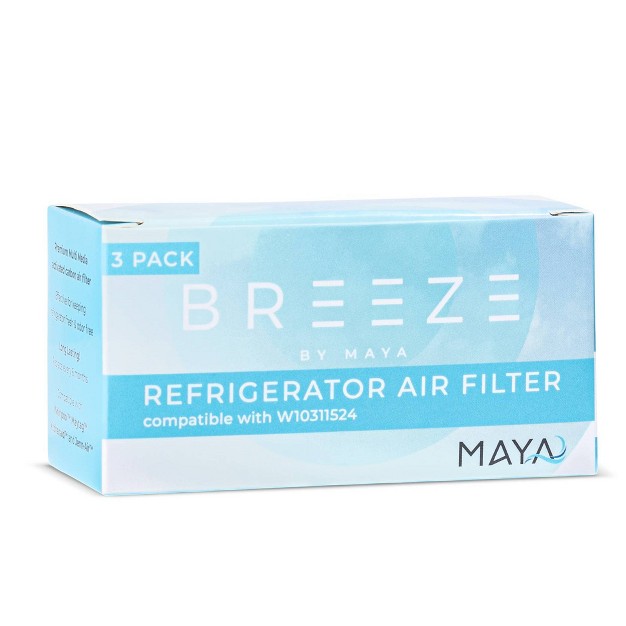 Breeze By Maya Replacement Whirlpool W10311524 Refrigerator Air Filter 3pk Baf301