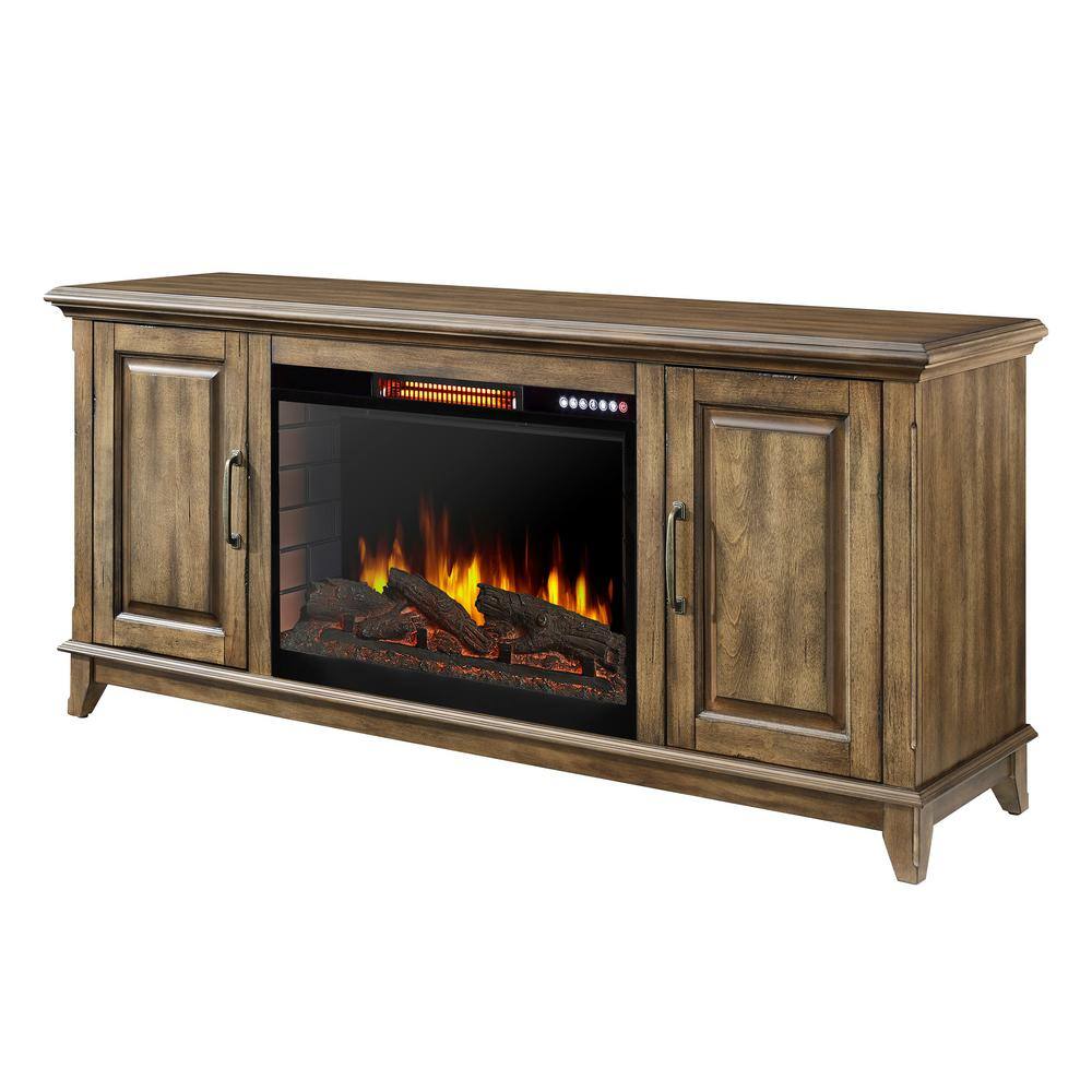 Muskoka Marcus 60 in. W Freestanding Electric Fireplace TV Stand with Bluetooth in Antique Pine 259-170-186