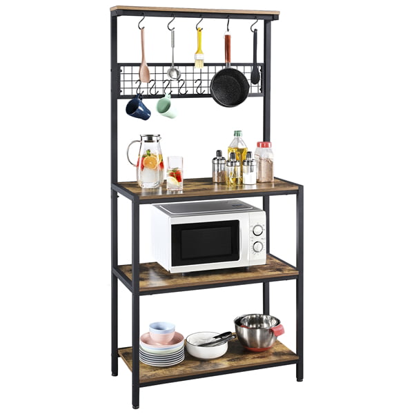 Yaheetech Adjustable Feet Microwave Stand 67''H Baker's Rack For Kitchen Rustic Utility Storage Shelf Unit With 4 Storage Shelves