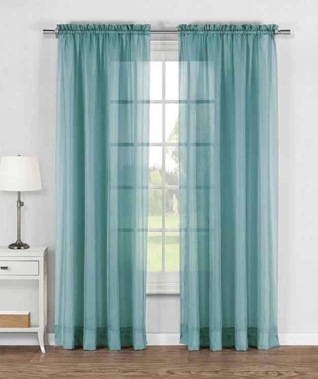 Kate Aurora Elegant Sheer Voile Rod Pocket Curtain Panel Pair