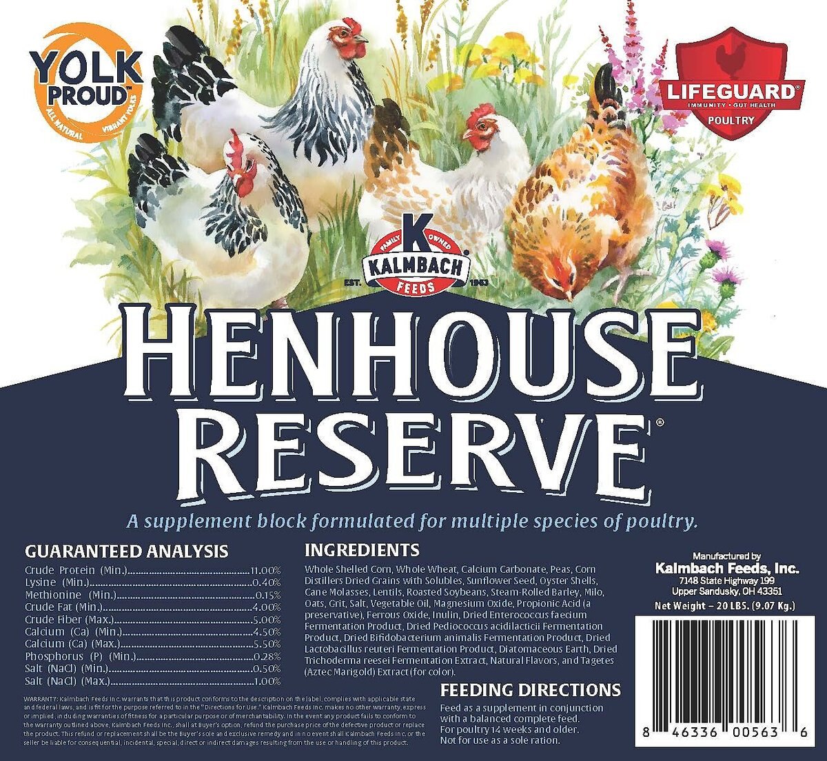 Kalmbach Feeds Henhouse Reserve Poultry Supplement， 20-lb block