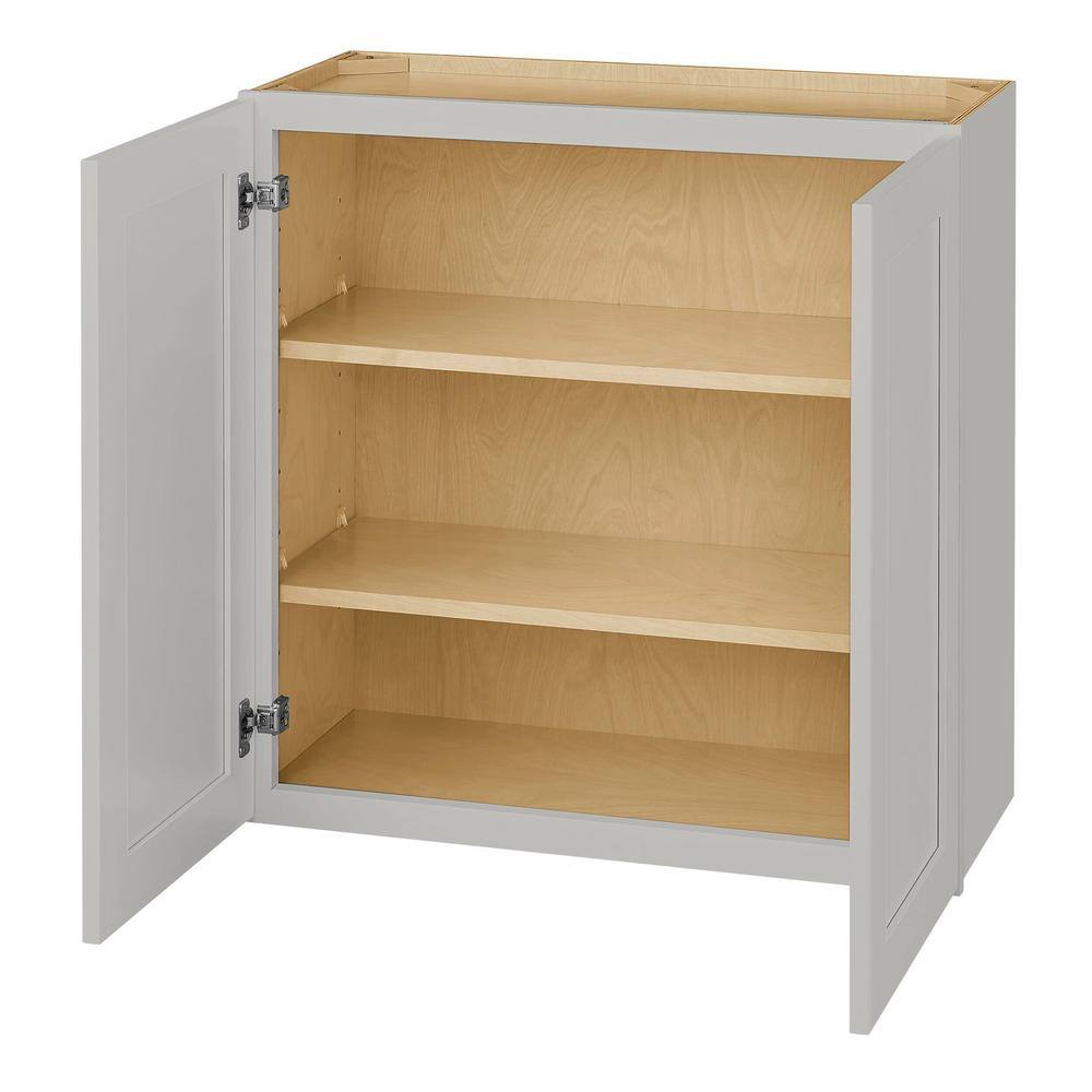 Hampton Bay Avondale Shaker Dove Gray Ready to Assemble Plywood 30 in Wall Cabinet (30 in W x 30 in H x 12 in D) W3030-G