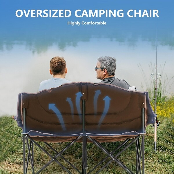 DoCred Double Seats Oversized Camping Chair with Cup Holder