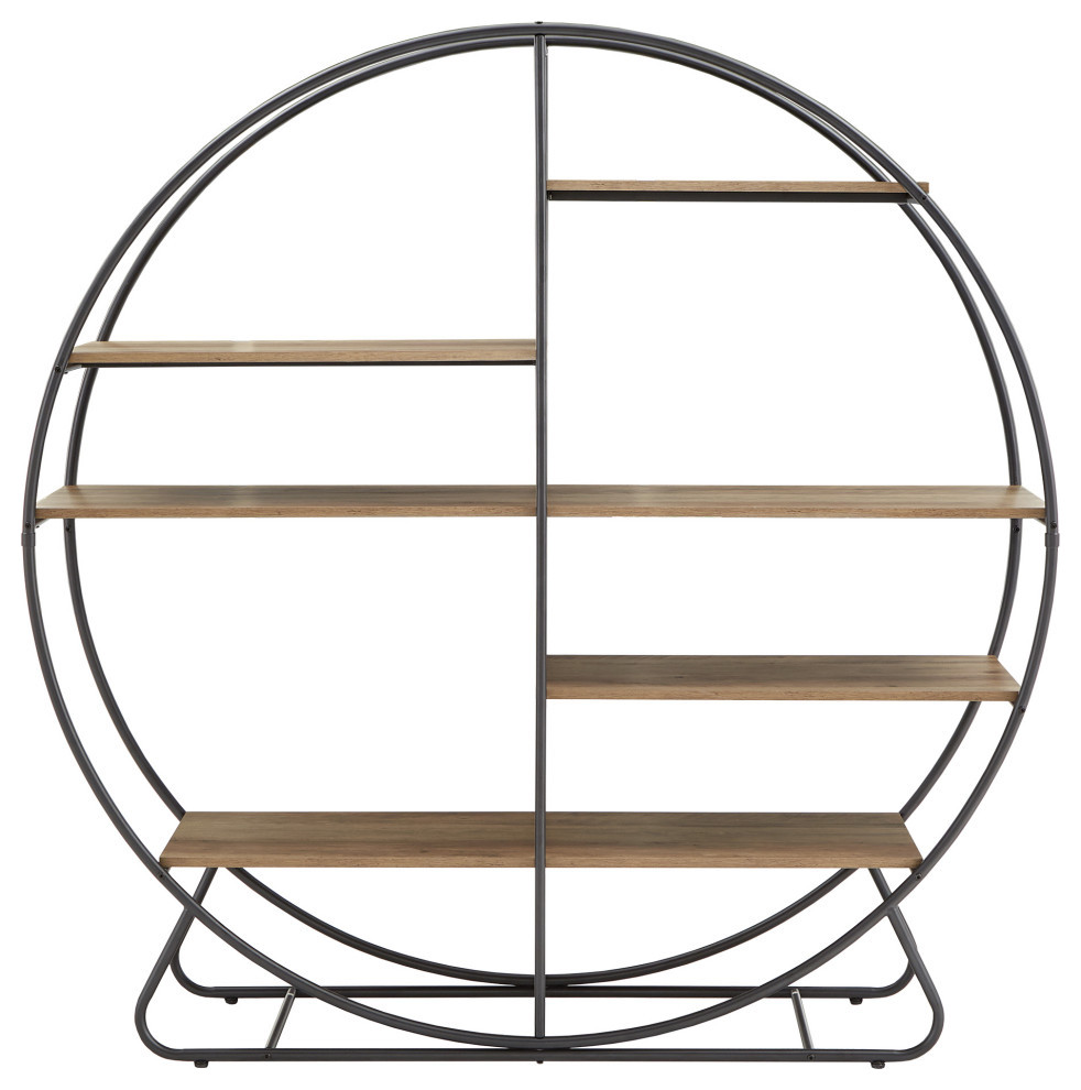 Alan Matte Black Finish Metal Round Bookcase   Industrial   Bookcases   by Inspire Q  Houzz