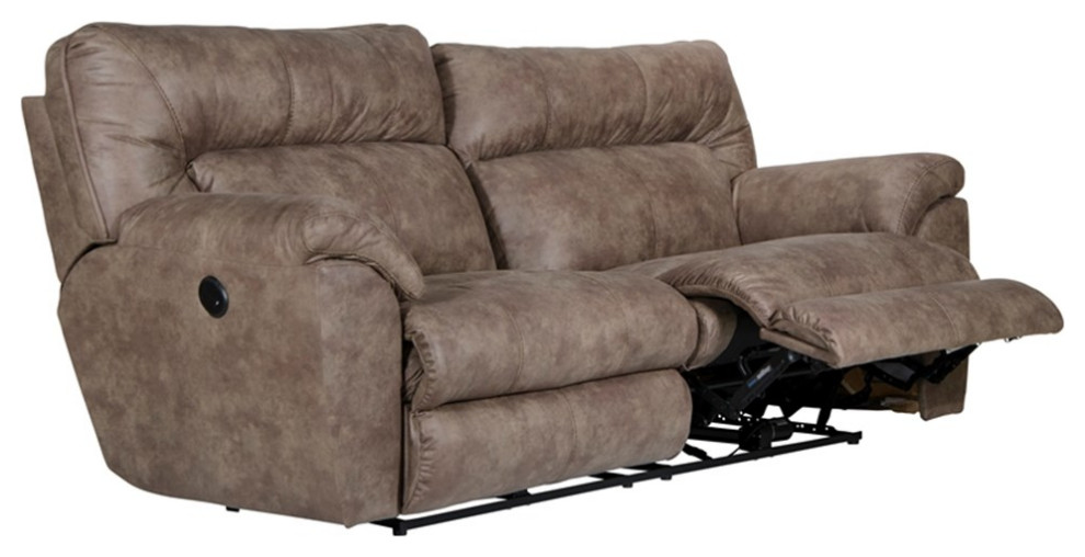 Catnapper Thompson Power Reclining Sofa in Brown Polyester Fabric   Contemporary   Sofas   by Homesquare  Houzz