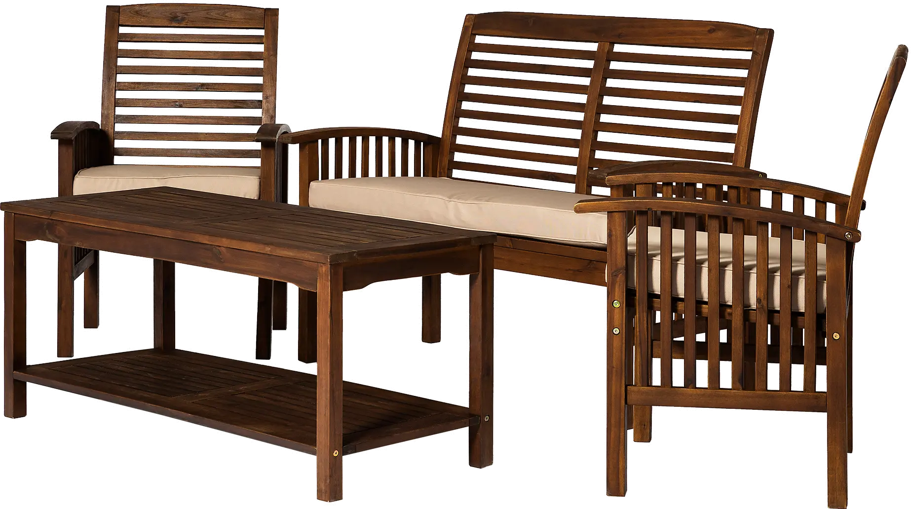 Dark Brown 4 Piece Patio Conversation Set - Walker Edison