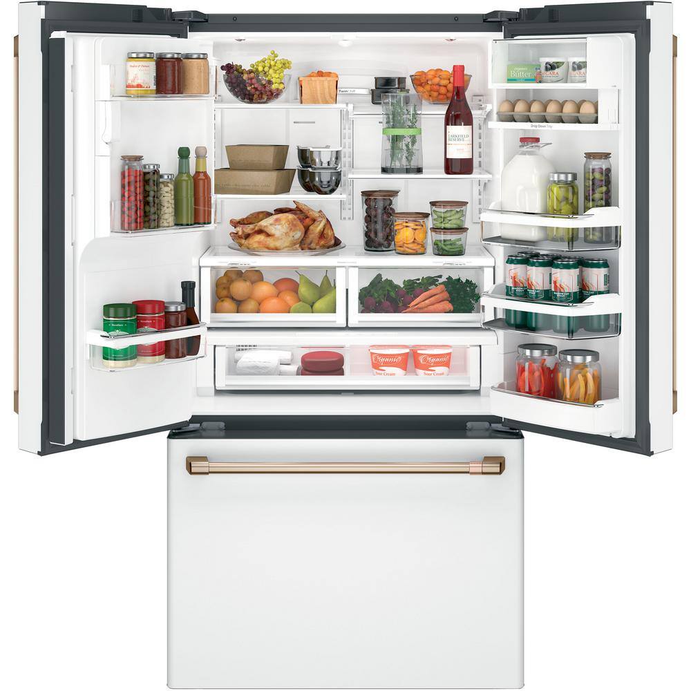 Cafe 22.2 cu. ft. Smart French Door Refrigerator with Hot Water Dispenser in Matte White Counter Depth and ENERGY STAR CYE22TP4MW2