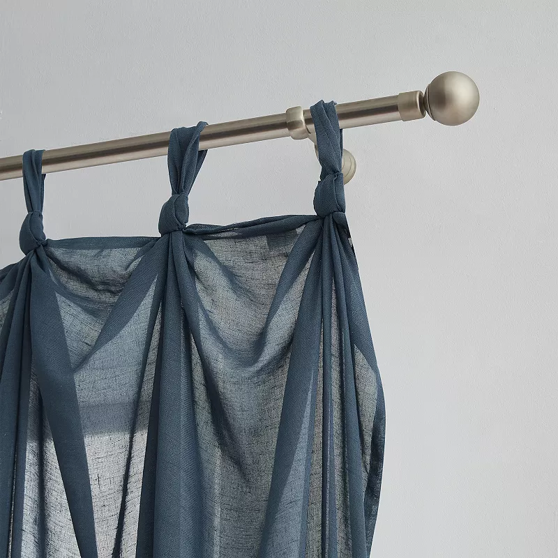 Indigo Ink Mia Gauzy Knotted Tip Top Sheer Window Curtain Panel