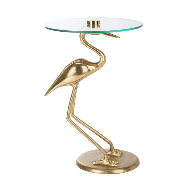 SAFAVIEH Tori Crane Base Accent Table - Gold / Glass - 14.5