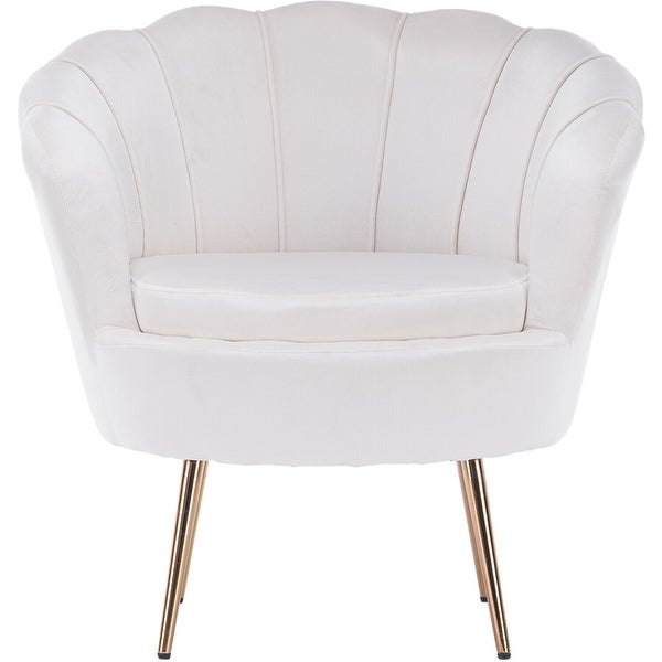 Critter Sitters 30-In. Faux Velvet Accent Chair with Gold Legs， White