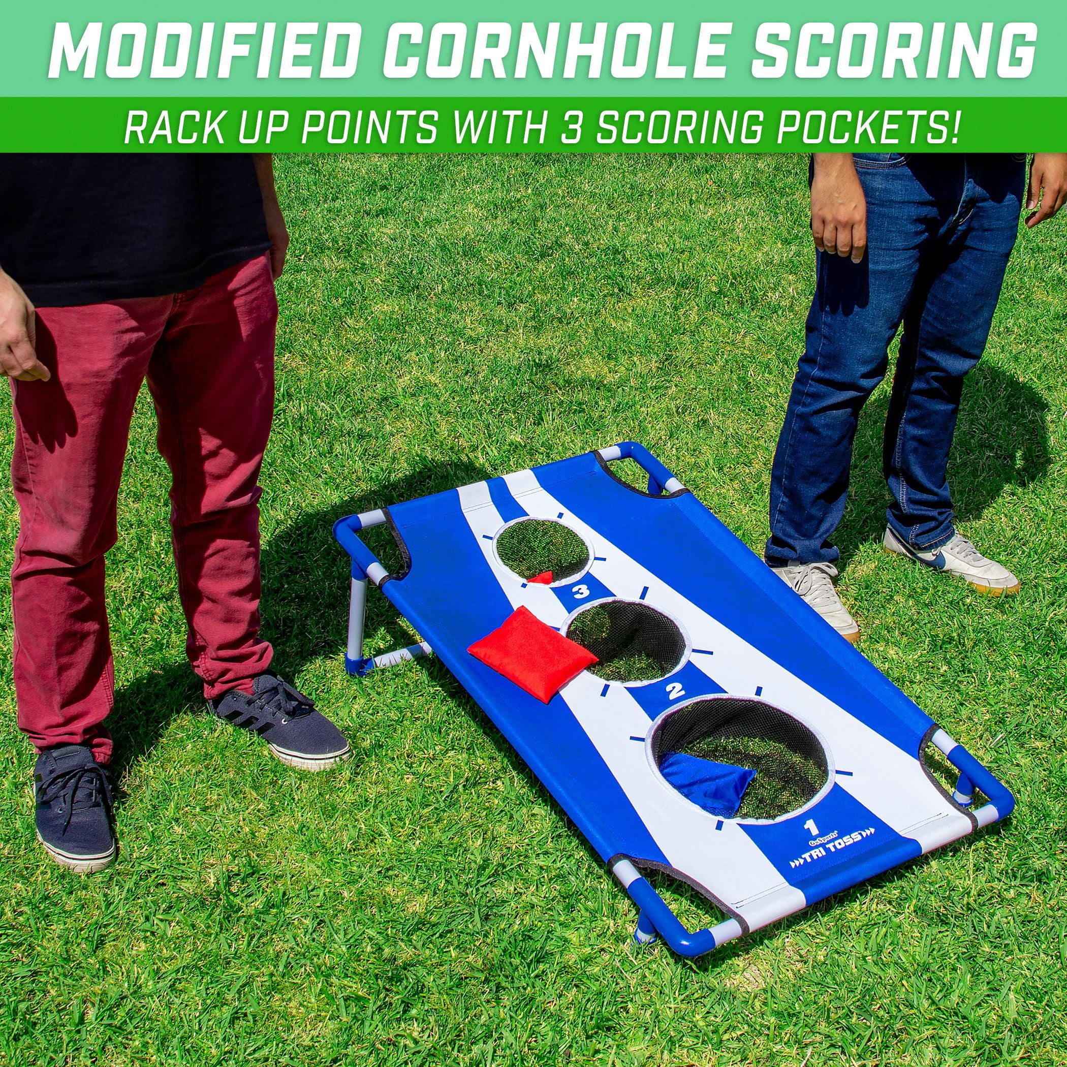 GoSports Tri Toss Cornhole Game - Portable Indoor and Outdoor Bean Bag Toss Game