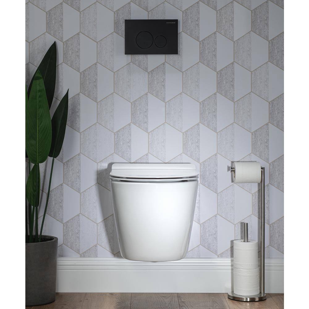 Casta Diva One-Piece Wall Hung Toilet 0.81.6 GPF Dual Flush Elongated Toilet with Soft Closing Toilet Seat in White CD-WT02