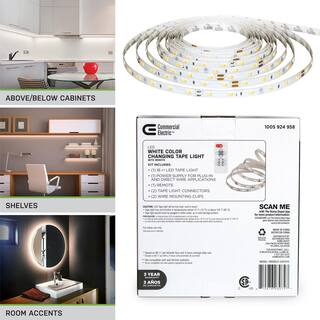 Commercial Electric 16 ft. LED Tunable White Tape Light Kit- Under Cabinet Light 421510