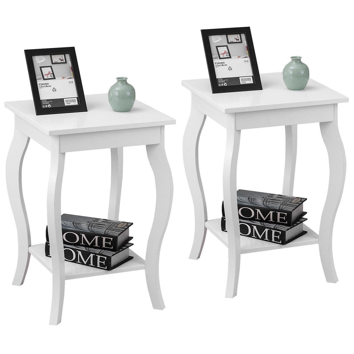 Gymax Set of 2 Accent Side Table Sofa End Table Nigh stand Coffee - See Details