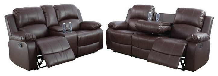 Lifestyle Furniture Provo 3 Pieces Faux Leather Recliner Sofa Set in Espresso   Contemporary   Living Room Furniture Sets   by Homesquare  Houzz