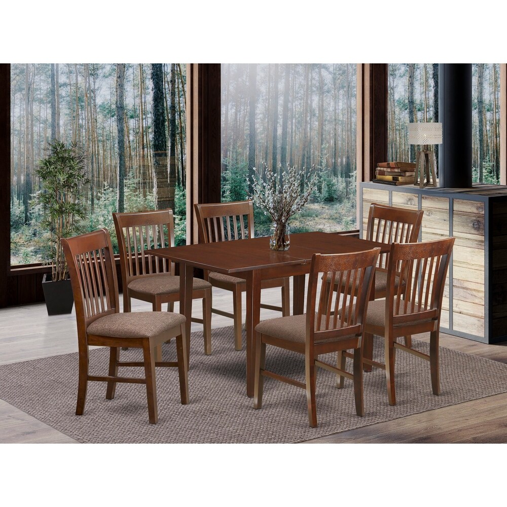 East West Furniture 7 Piece Dining Room Furniture Set  a Wooden Table and 6 Kitchen Chairs  Mahogany (Chair Seat Option)