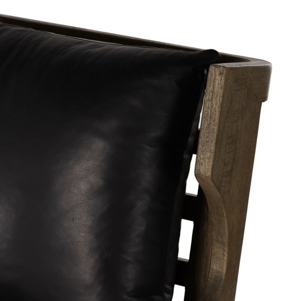 Lennon Heirloom Black Leather Chair   Midcentury   Armchairs And Accent Chairs   by Zin Home  Houzz