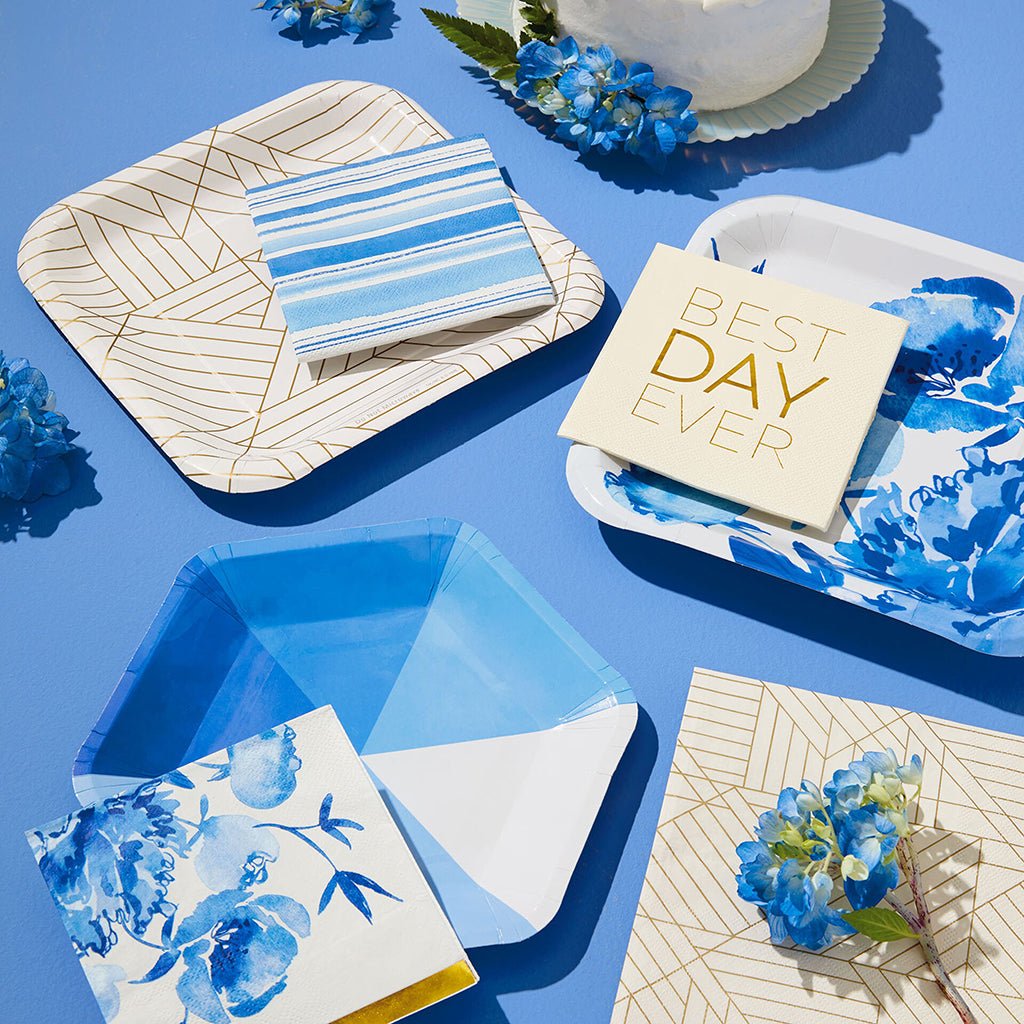 Hallmark  Blue Pinwheel Hexagonal Dessert Plates, Set of 8